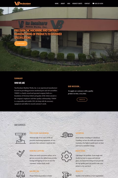 Van-Becelaere-Machine-Works Homepage 1440px