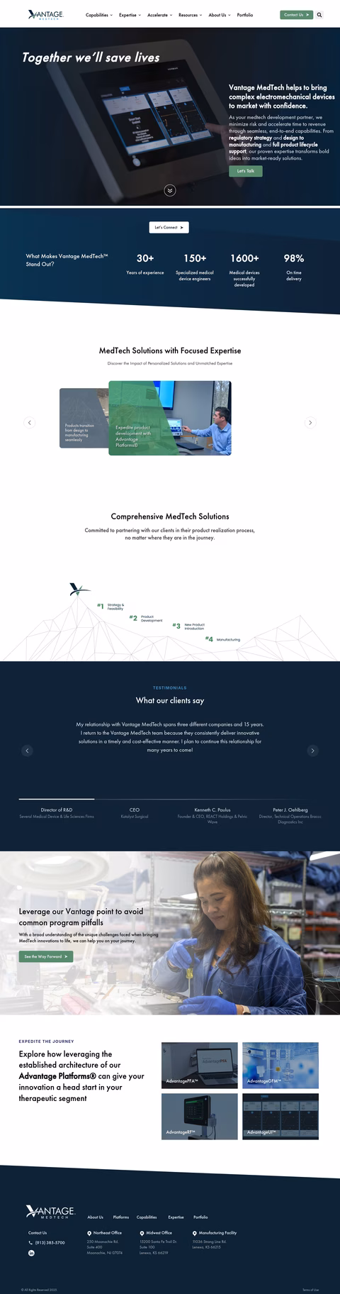 Vantage-Medtech Homepage 1440px