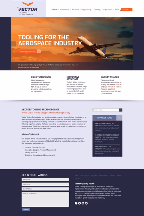 Vector-Tooling-Technologies Homepage 1440px