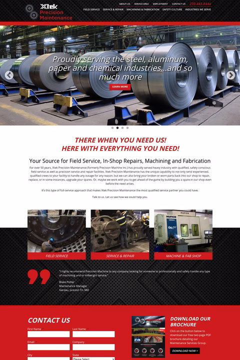 Xtek-Precision-Maintenance Homepage 1440px