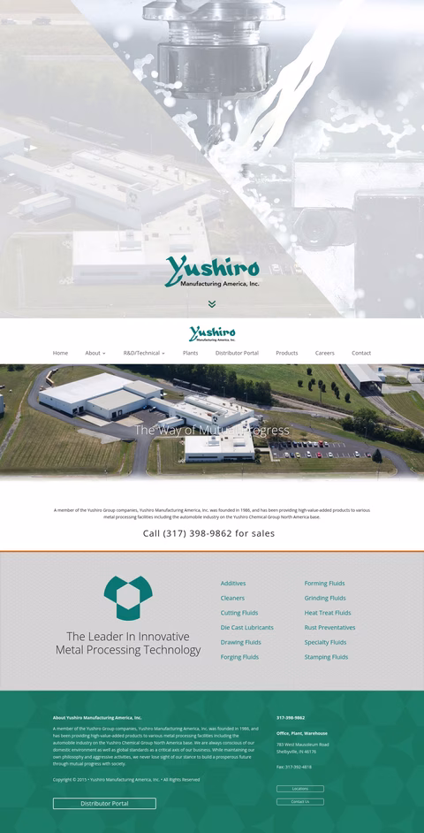 Yushiro-Manufacturing-America Homepage 1440px