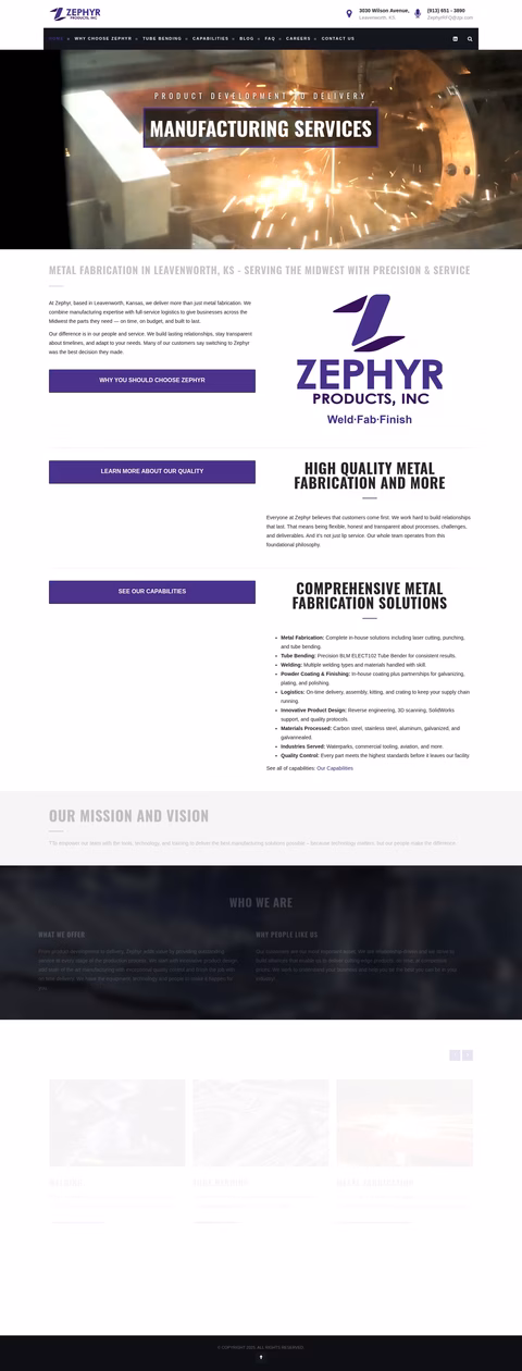 Zephyr-Products Homepage 1440px