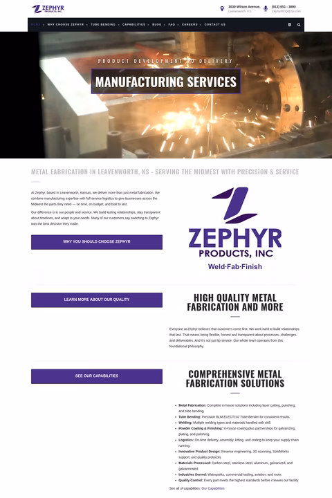Zephyr-Products Homepage 1440px