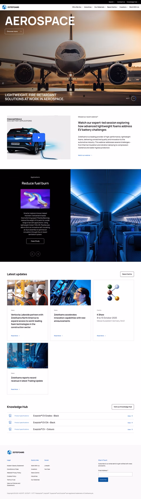 Zotefoams Homepage 1440px