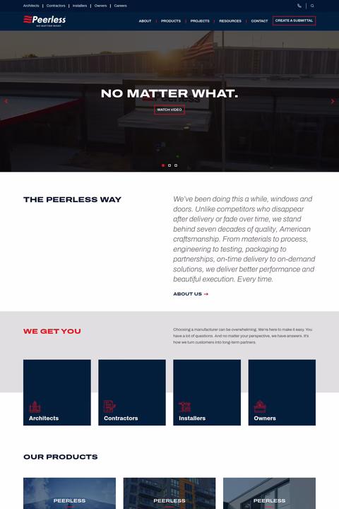 Peerless-Products Homepage 1440px
