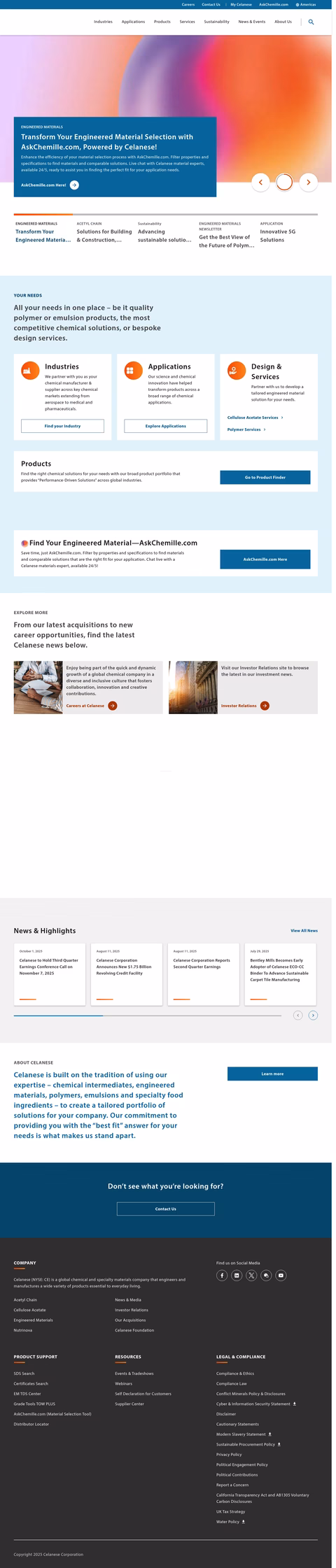 Celanese Homepage 1440px