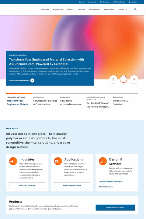 Celanese Homepage 1440px