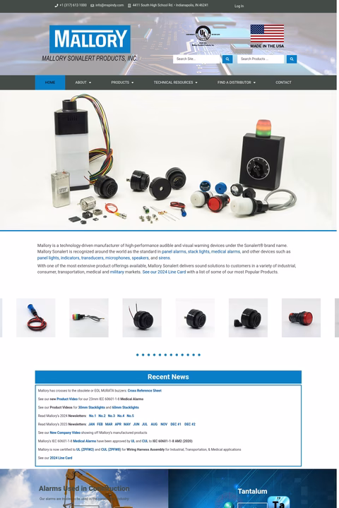 Mallory-Sonalert-Products Homepage 1440px