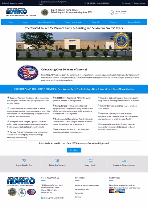 Advanced-Vacuum-Company Homepage 1440px