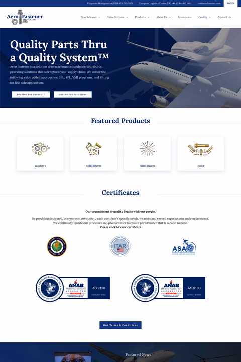Aero-Fastener Homepage 1440px