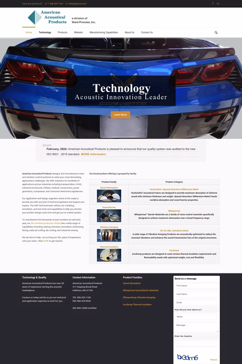 American-Acoustical-Products Homepage 1440px
