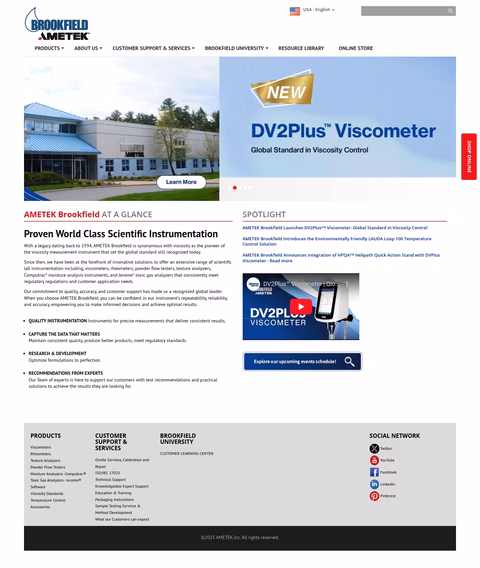 Ametek-Brookfield Homepage 1440px