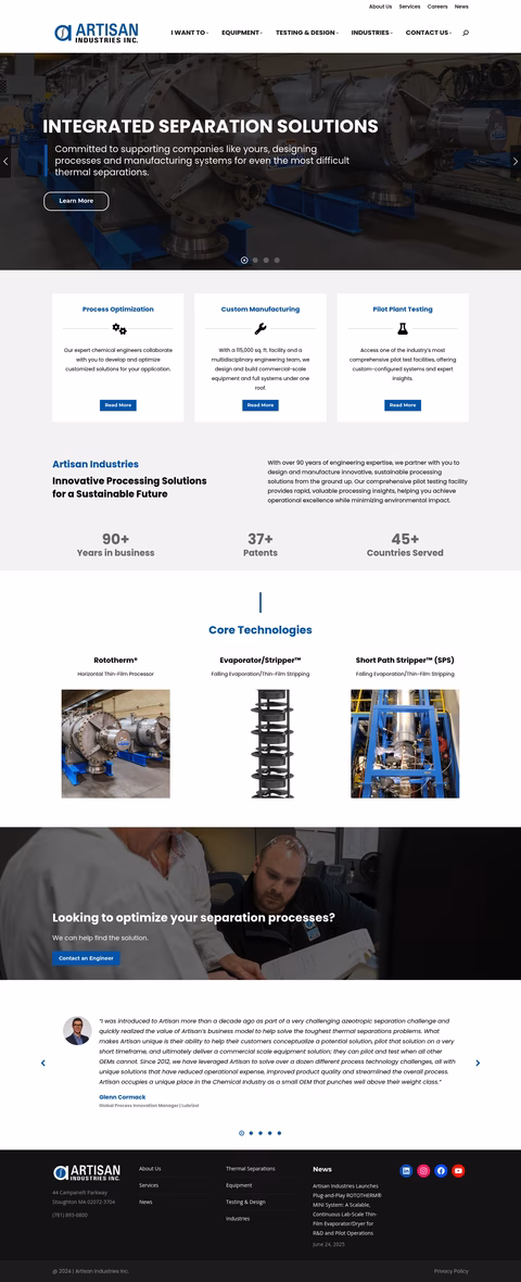 Artisan-Industries Homepage 1440px