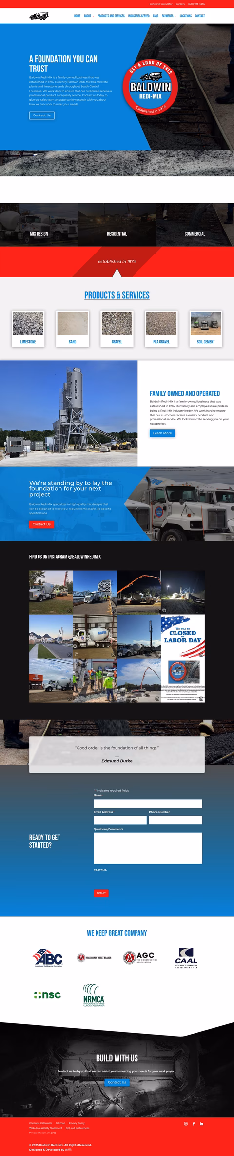 Baldwin-Redi-Mix Homepage 1440px