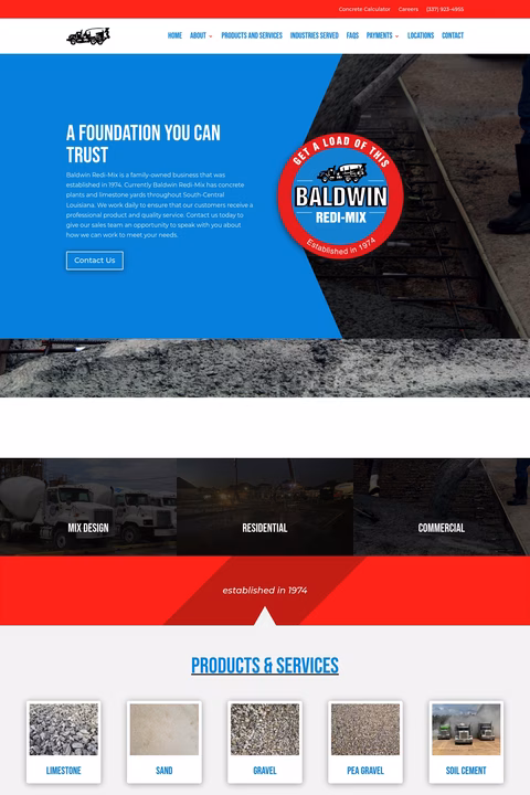 Baldwin-Redi-Mix Homepage 1440px