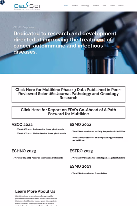 Cel-Sci Homepage 1440px