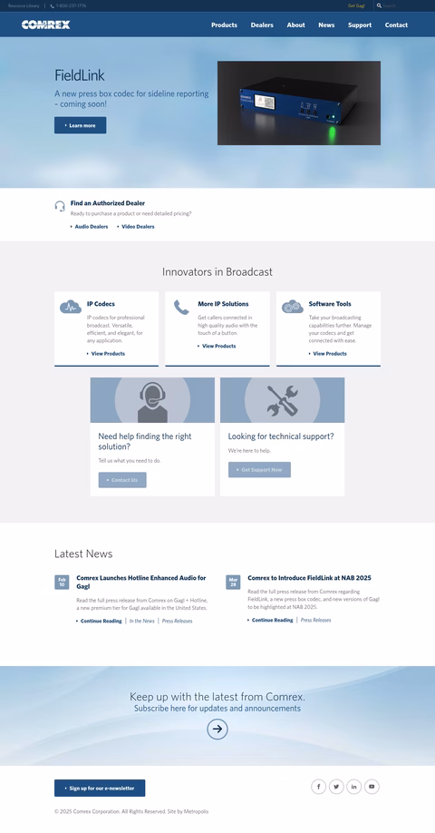 Comrex Homepage 1440px