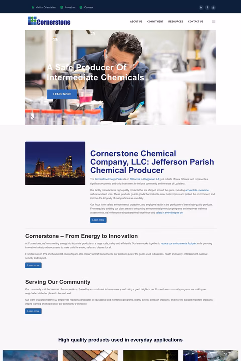 Cornerstone-Chemical-Company Homepage 1440px