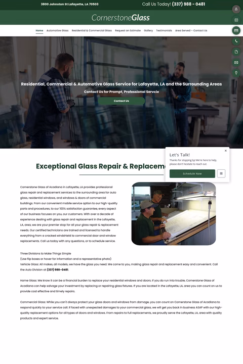 Cornerstone-Glass-Of-Acadiana Homepage 1440px