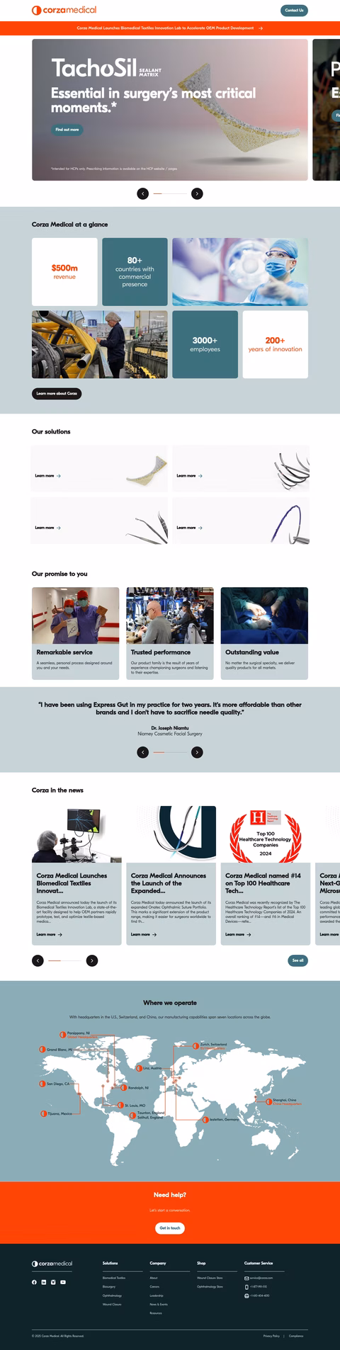 Corza-Medical Homepage 1440px