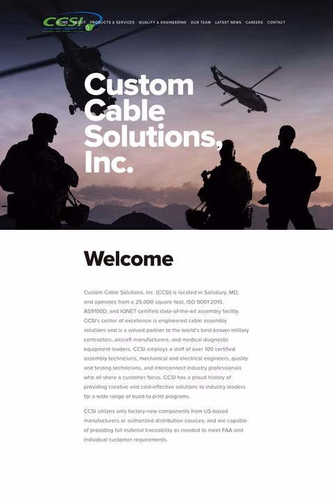 Custom-Cable-Solutions-Inc Homepage 1440px