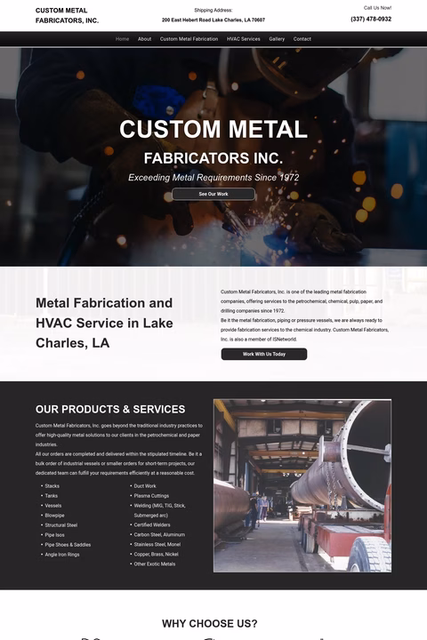 Custom-Metal-Fabricators Homepage 1440px