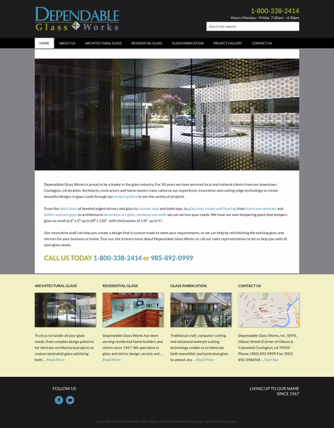 Dependable-Glass-Works Homepage 1440px