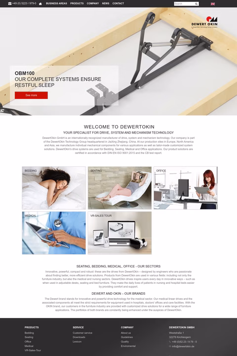 Dewertokin Homepage 1440px