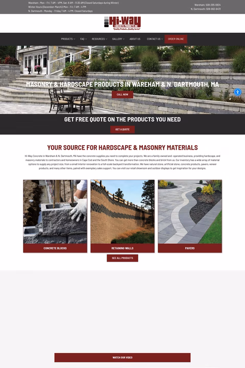 Hi-Way-Concrete-Products Homepage 1440px