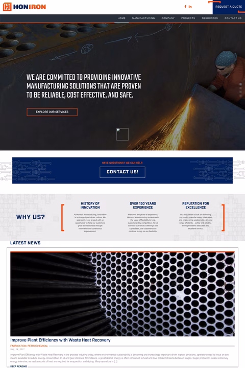 Honiron-Manufacturing Homepage 1440px