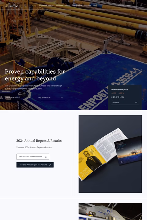 Hunting-Plc Homepage 1440px