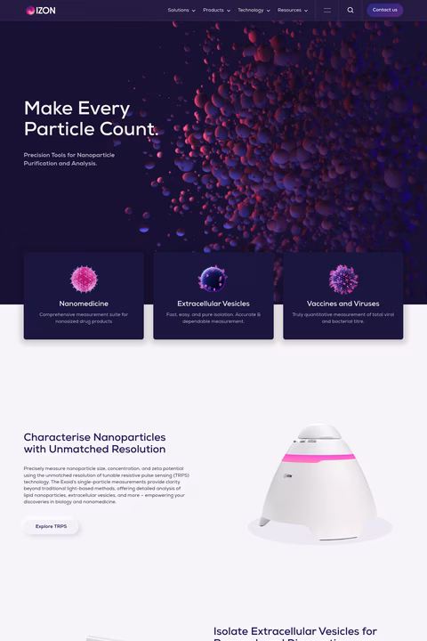 Izon-Science Homepage 1440px
