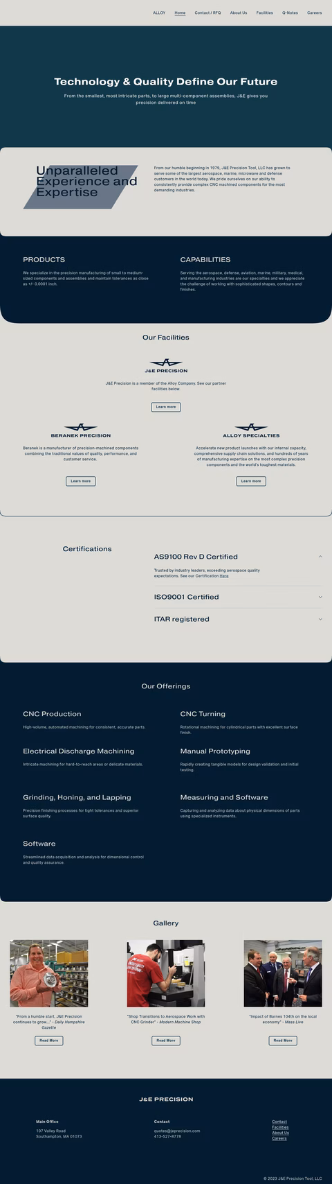 J-E-Precision-Tool Homepage 1440px