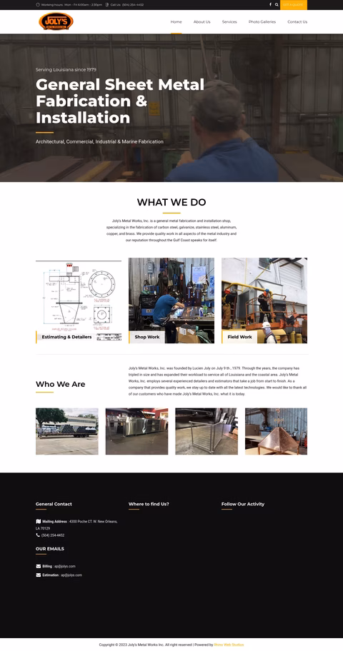 Jolys-Metal-Works Homepage 1440px