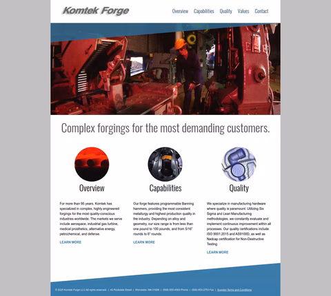 Komtek-Forge Homepage 1440px