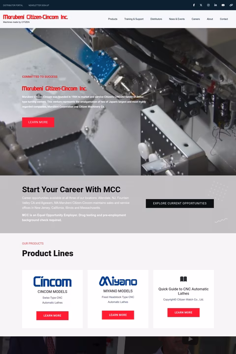 Marubeni-Citizen-Cincom Homepage 1440px
