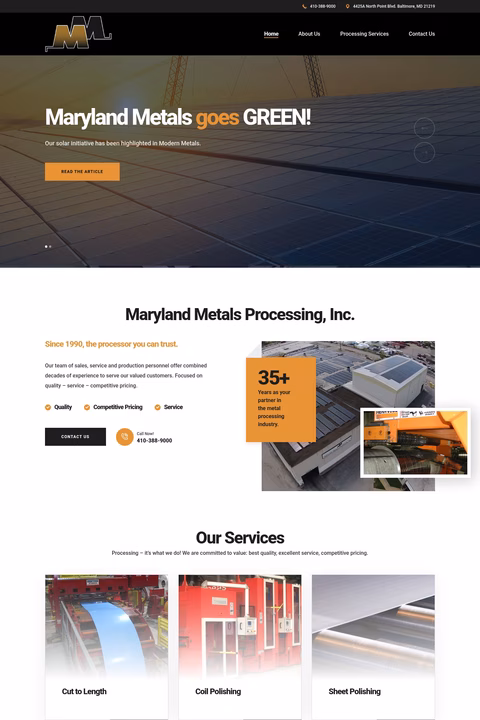 Maryland-Metals-Processing Homepage 1440px