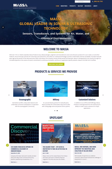 Massa-Products-Corporation Homepage 1440px