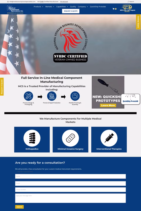 Medical-Component-Specialists Homepage 1440px