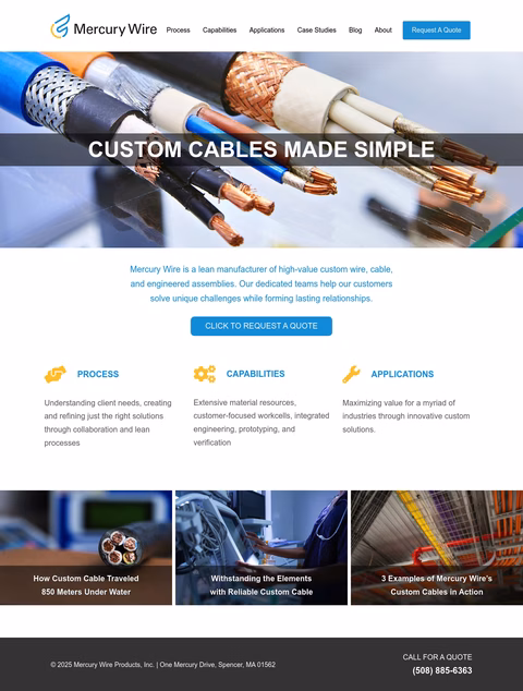 Mercury-Wire-Products Homepage 1440px