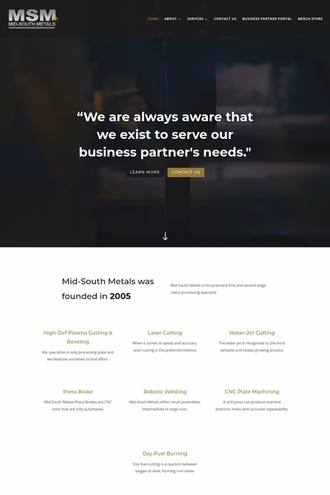 Mid-South-Metals Homepage 1440px