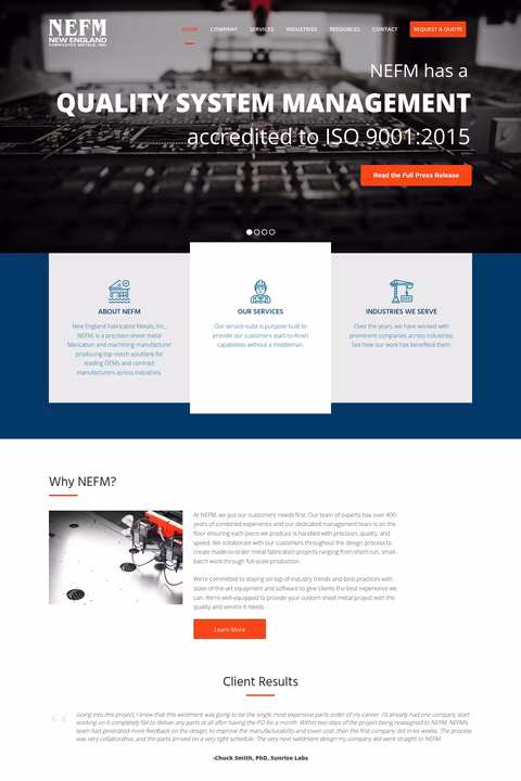 New-England-Fabricated-Metals Homepage 1440px