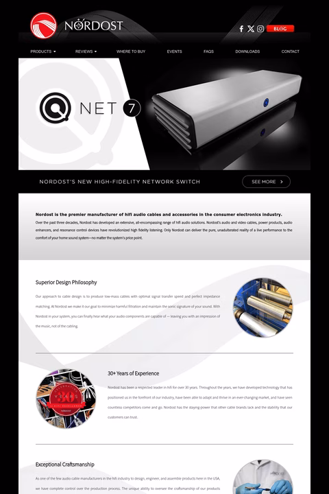 Nordost-Cables Homepage 1440px