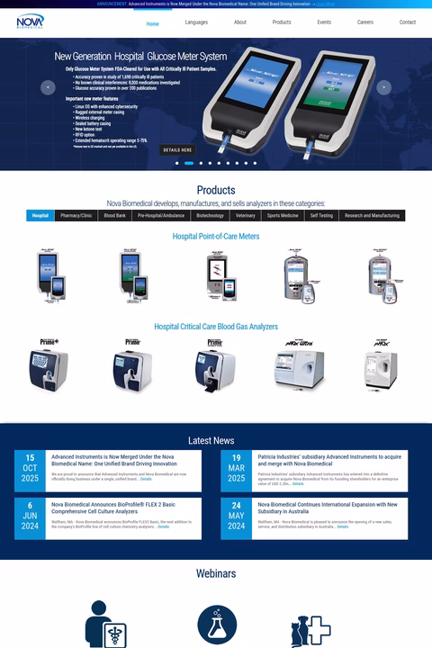 Nova-Biomedical Homepage 1440px