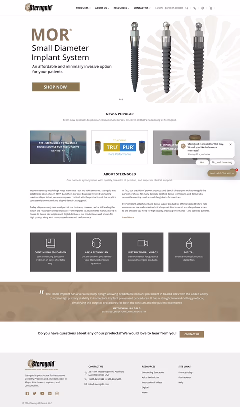 Sterngold-Dental Homepage 1440px