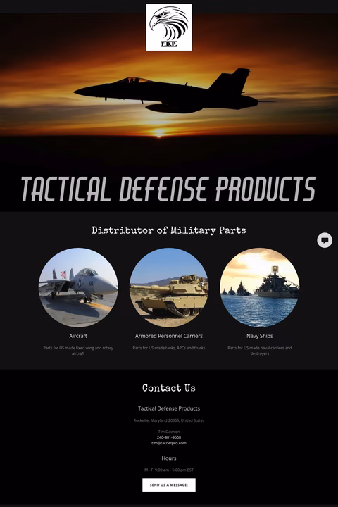 Tactical-Defense-Products Homepage 1440px