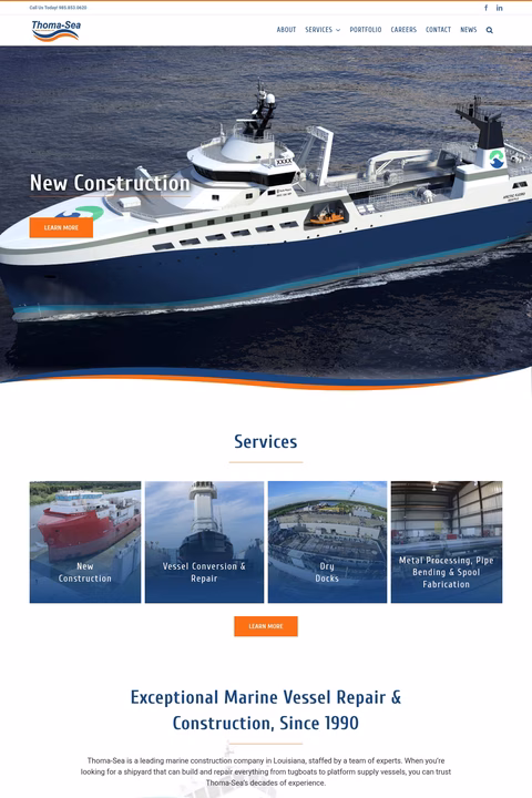 Thoma-Sea-Marine-Constructors Homepage 1440px