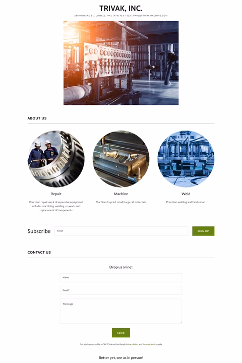 Trivak-Precision-Machining-Welding Homepage 1440px