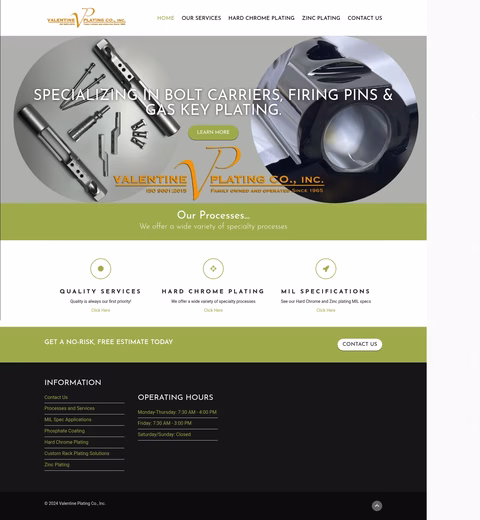 Valentine-Plating-Company Homepage 1440px