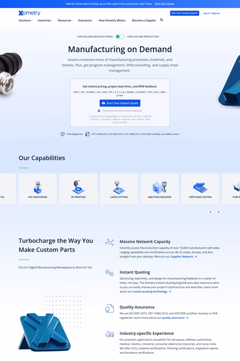 Xometry Homepage 1440px